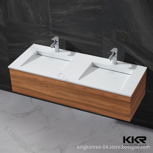 China Custom White Solid Surface Stone Bathroom Countertop (KKR-V1412224)